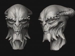 12 aliens heads Model 3D