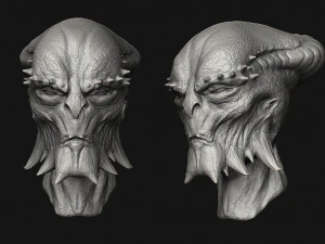 12 aliens heads 3D Model