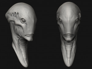 12 aliens heads Model 3D