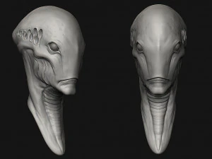12 aliens heads 3D Model