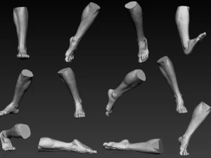 12 male feet 3D Model