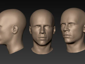 12 male heads 3D Model