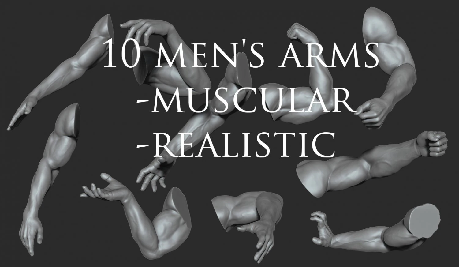 10 mens muscular arms 3D Model .c4d .max .obj .3ds .fbx .stl .blend