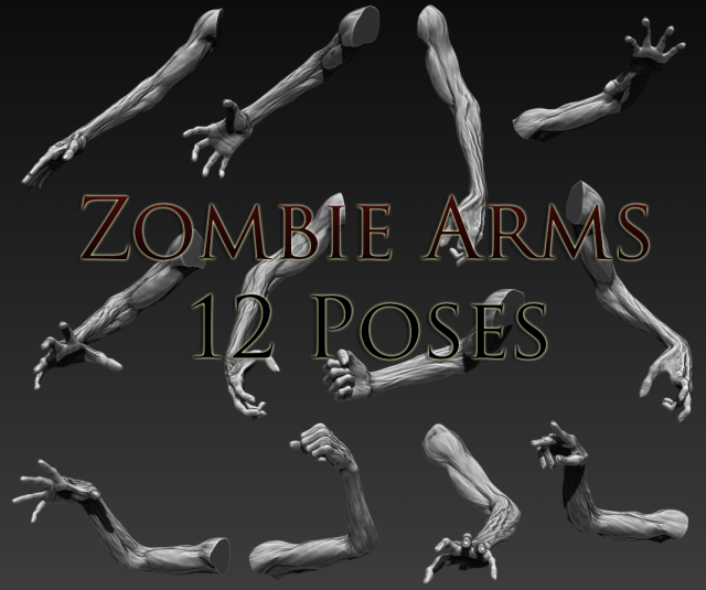12 zombie arms 3D 모델 .c4d .max .obj .3ds .fbx .stl .blend 