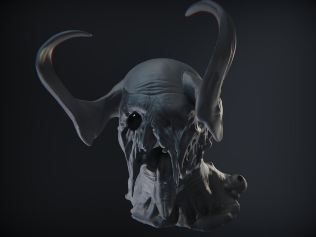 demon head sculpt 07 3D Model .c4d .max .obj .3ds .fbx .stl .blend 