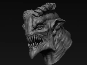 скульптура голови демона 09 3D Модель