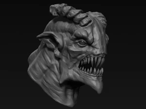 скульптура голови демона 09 3D Модель
