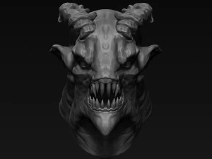 скульптура голови демона 09 3D Модель