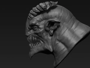 скульптура голови демона 09 3D Модель