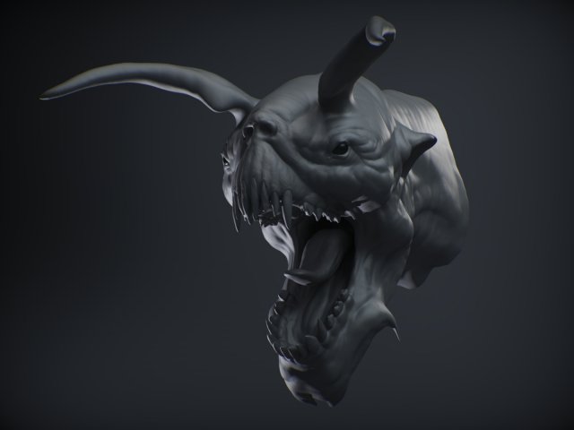 demon head sculpt 13 3D Model .c4d .max .obj .3ds .fbx .stl .blend 
