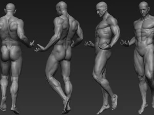pose de escultura de corpo inteiro masculino 1 Modelo 3D