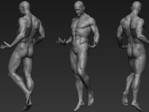 pose de escultura de corpo inteiro masculino 1 Modelo 3D