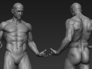 pose de escultura de corpo inteiro masculino 1 Modelo 3D