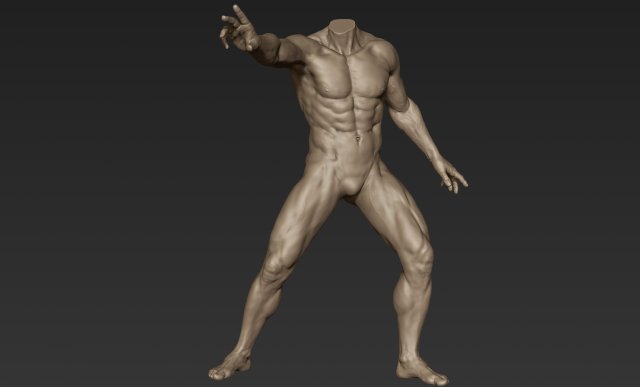 male full body sculpt pose 2 Modelo 3D .c4d .max .obj .3ds .fbx .stl .blend 