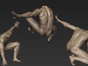 male full body sculpt pose 5 3Dモデル