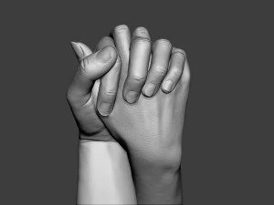 Male and Female Hands 1 3D Print Model