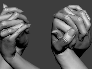 Male and Female Hands 1 3D Print Model