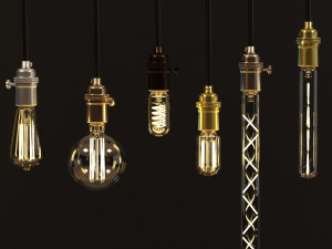 decorative edison led tube set e24 with sockets 3D Модель