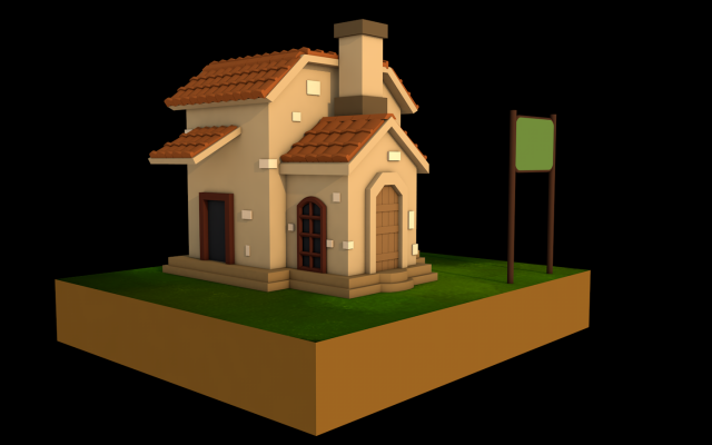lowpoly cartoon house 3D 模型 .c4d .max .obj .3ds .fbx .stl .blend 