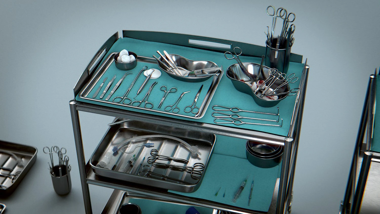surgical instruments - medical equipment kit 3D Model .c4d .max .obj .3ds .fbx .stl .blend 