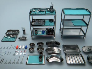 surgical instruments - medical equipment kit 3D Model