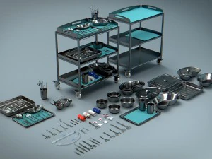 surgical instruments - medical equipment kit 3D Model