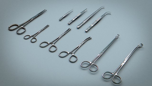 forceps tweezers - medical instruments Modelo 3D .c4d .max .obj .3ds .fbx .stl .blend 