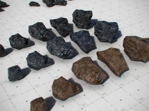 coal model pack - black brown anthracite 3D Model