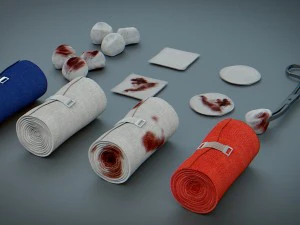 bandages gauze and swabs - medical kit 3D Model