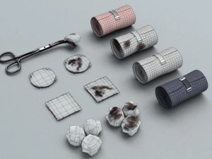 bandages gauze and swabs - medical kit 3D Model