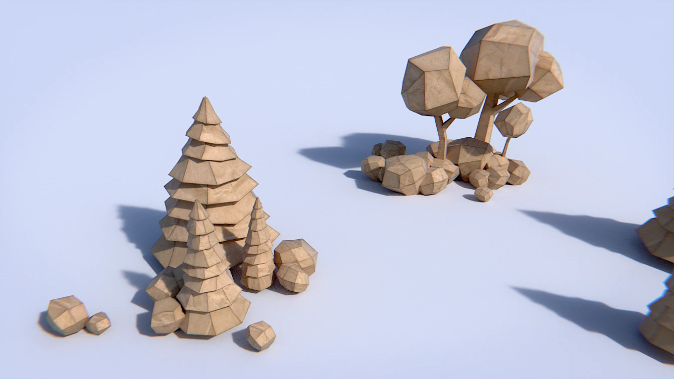 paper trees and bushes collection 3D Model .c4d .max .obj .3ds .fbx .stl .blend