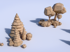 paper trees and bushes collection 3D Model