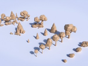 paper trees and bushes collection 3D 모델