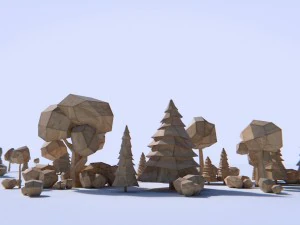 paper trees and bushes collection 3D Model
