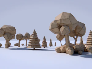 paper trees and bushes collection 3D Model