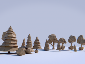 paper trees and bushes collection 3D 모델