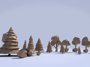 paper trees and bushes collection 3D Model