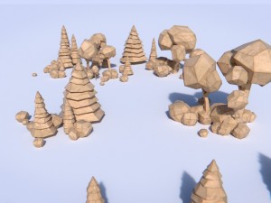 paper trees and bushes collection 3D 모델