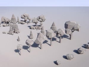 paper trees and bushes collection 3D 모델