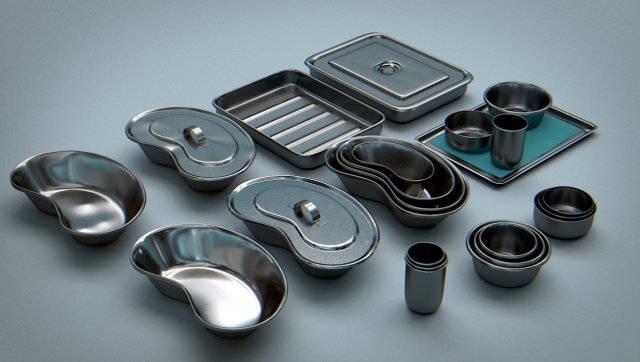bowls trays - vessels stainless steel Modèle 3D .c4d .max .obj .3ds .fbx .stl .blend 