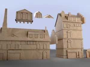 paper buildings and building model kit 3D Model