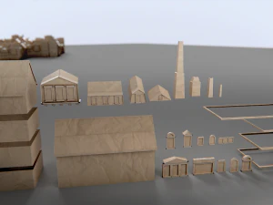 paper buildings and building model kit 3D Model