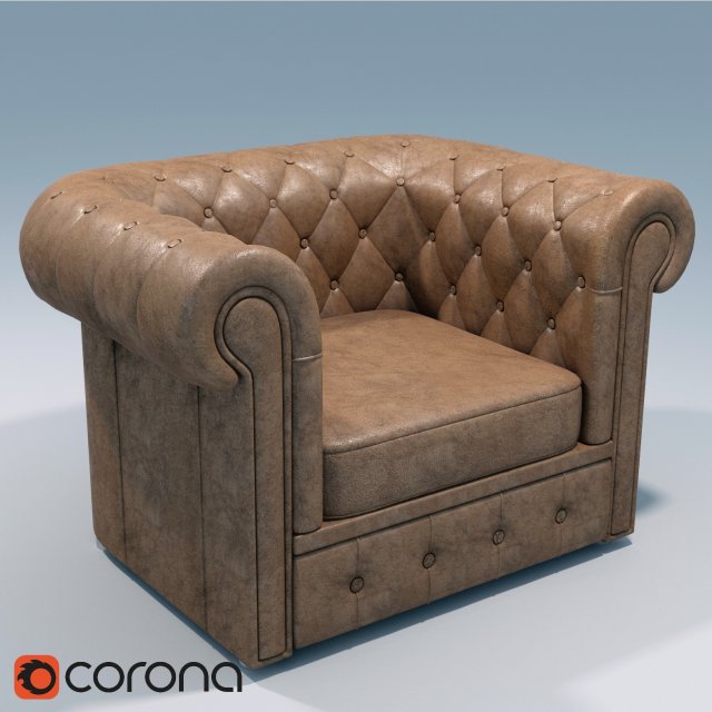 classic sofa armchair 3D Model .c4d .max .obj .3ds .fbx .stl .blend 