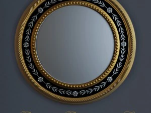 elegant silver and gold round mirror 3D Model