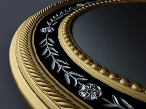elegante espelho redondo prateado e dourado Modelo 3D