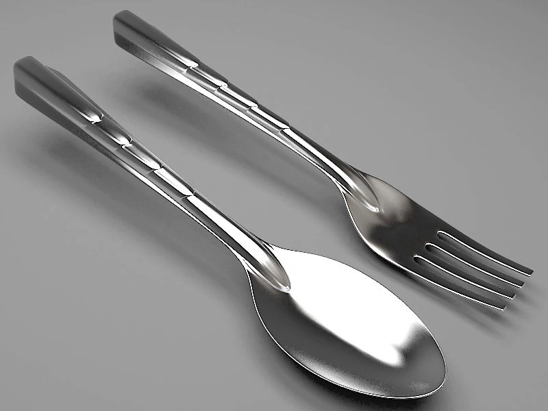 thai spoon fork 3D Model .c4d .max .obj .3ds .fbx .stl .blend