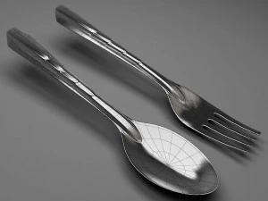 thai spoon fork 3D Model
