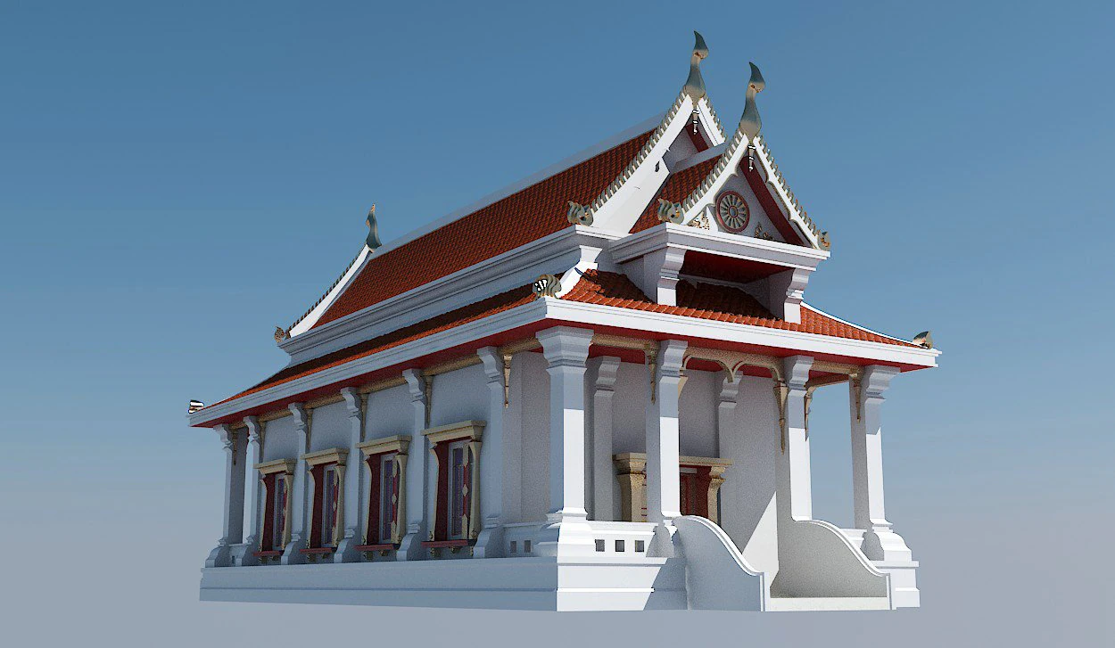 thai temple 3D Model .c4d .max .obj .3ds .fbx .stl .blend 