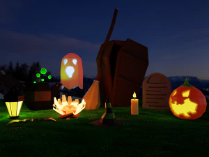 Pack Halloween low-poly Modèle 3D