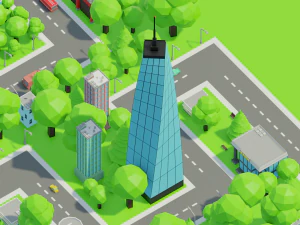 Caricatura, rua, cidade, constru&ccedil;&atilde;o urbana, ativos lowpoly Modelo 3D
